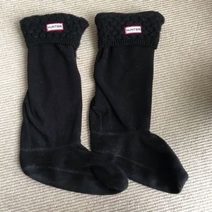 Hunter Cable Knit Boot Socks - black + long